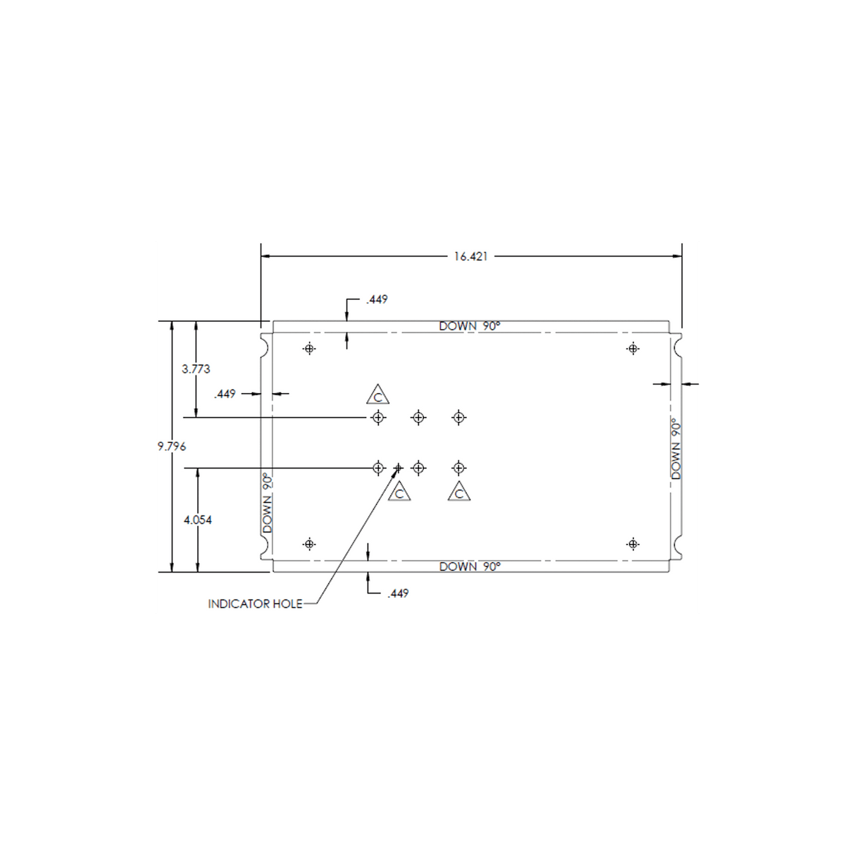 control box top with air cleaner mounting holes